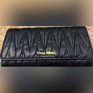 Miu Miu Black Leather Continental Wallet